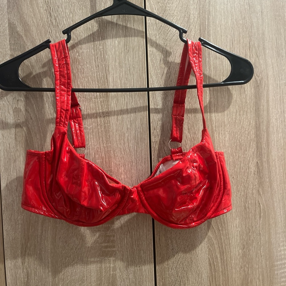 WORN ONCE red patent leather bralette